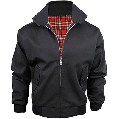 Army And Workwear Harrington-Jacke mit kariertem Futter, gefertigt in Großbritannien, Herren, mit Reißverschluss, klassische Bomberjacke Army And Workwear Harrington-Jacke mit kariertem Futter, gefertigt in Großbritannien, Herren, mit Reißverschluss, klassische Bomberjacke