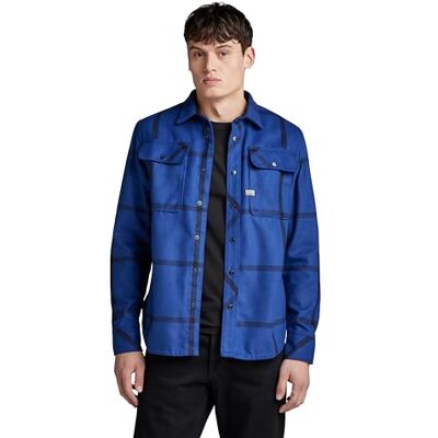 G-STAR RAW Herren CPO Regular Hemd, Mehrfarben (ballpen Blue Louis Check D23583-D402-G098), L G-STAR RAW Herren CPO Regular Hemd, Mehrfarben (ballpen Blue Louis Check D23583-D402-G098), L