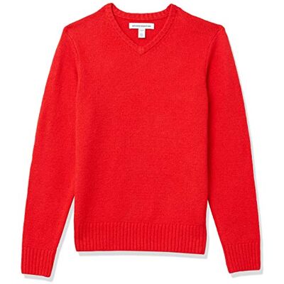 Amazon Herren Soft-Touch-Pullover mit Langen Ärmeln und V-Ausschnitt, Rot, S Amazon Herren Soft-Touch-Pullover mit Langen Ärmeln und V-Ausschnitt, Rot, S