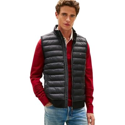 Tommy Hilfiger Herren Weste Mix Media Essential Gesteppt, Schwarz (Black), S Tommy Hilfiger Herren Weste Mix Media Essential Gesteppt, Schwarz (Black), S
