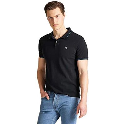 Lee Herren Pique Polo T Shirt, Ecru (Black 01), S EU Lee Herren Pique Polo T Shirt, Ecru (Black 01), S EU