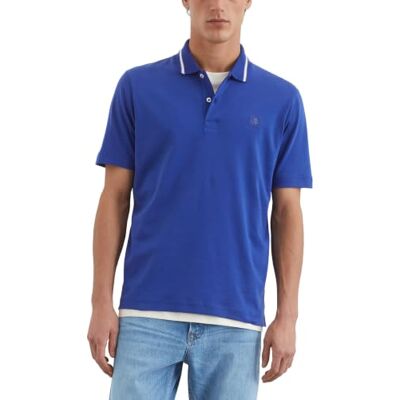 Marc O' Polo Herren Kurzarm-Poloshirt aus Bio-Baumwolle Regular Fit, Blau (Venom Blue), L Marc O' Polo Herren Kurzarm-Poloshirt aus Bio-Baumwolle Regular Fit, Blau (Venom Blue), L