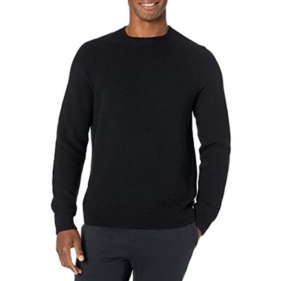 Amazon Herren Oversize-Pullover mit Rundhalsausschnitt aus strukturierter Baumwolle, Schwarz, M Amazon Herren Oversize-Pullover mit Rundhalsausschnitt aus strukturierter Baumwolle, Schwarz, M