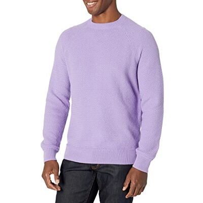 Amazon Herren Oversize-Pullover mit Rundhalsausschnitt aus strukturierter Baumwolle, Lavendel, L Amazon Herren Oversize-Pullover mit Rundhalsausschnitt aus strukturierter Baumwolle, Lavendel, L