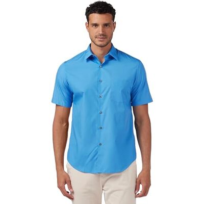 Van Heusen Herrenhemd, kurzärmelig, Normale Passform, Popeline, einfarbig, Pacifico, 46 cm Hals Van Heusen Herrenhemd, kurzärmelig, Normale Passform, Popeline, einfarbig, Pacifico, 46 cm Hals