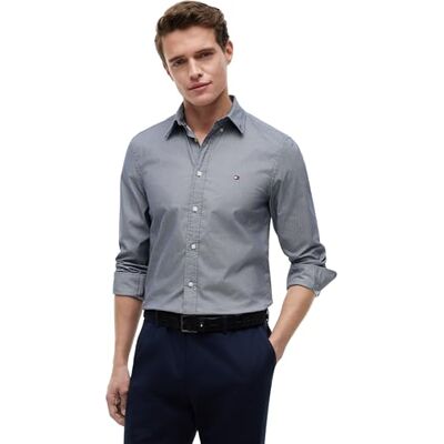 Tommy Hilfiger Herren Hemd Flex Poplin Small Print Regular Fit, Blau (Carbon Navy/Allover), XL Tommy Hilfiger Herren Hemd Flex Poplin Small Print Regular Fit, Blau (Carbon Navy/Allover), XL