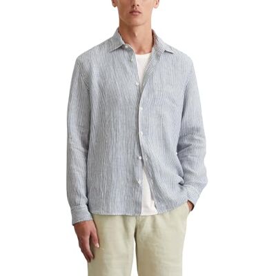 Marc O' Polo Herren Hemd Langarm gestreift, Blau (Multi/Dark Navy), S Marc O' Polo Herren Hemd Langarm gestreift, Blau (Multi/Dark Navy), S
