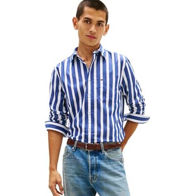 Tommy Hilfiger Herren Hemd Poplin Bold Stripe Regular Fit, Mehrfarbig (Bold Blue/Stripe), S Tommy Hilfiger Herren Hemd Poplin Bold Stripe Regular Fit, Mehrfarbig (Bold Blue/Stripe), S