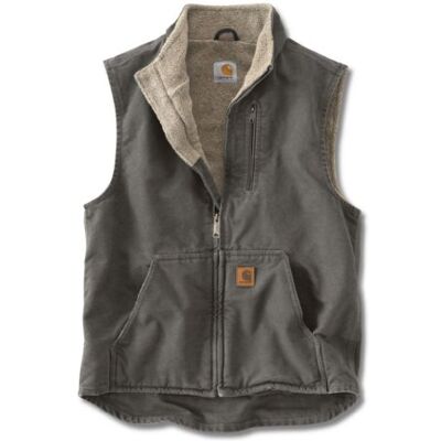 Carhartt Herren Weste mit Sherpa-Futter und Stehkragen mit Lockerer Passform Work Utility Oberbekleidung, Kiesfarben, L Groß Hoch Carhartt Herren Weste mit Sherpa-Futter und Stehkragen mit Lockerer Passform Work Utility Oberbekleidung, Kiesfarben, L Groß Hoch