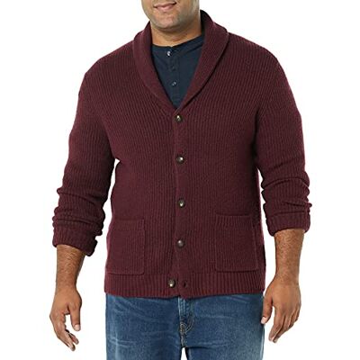 Amazon Herren Langärmliger Soft-Touch-Cardigan mit Schalkragen, Burgunderrot, XL Amazon Herren Langärmliger Soft-Touch-Cardigan mit Schalkragen, Burgunderrot, XL