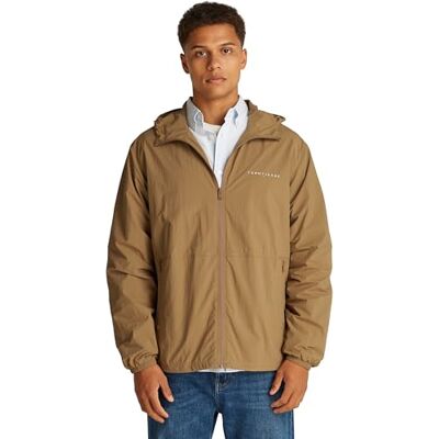 Tommy Jeans Herren Windbreaker Jacke Chicago mit Kapuze, Braun (Vintage Camel), M Tommy Jeans Herren Windbreaker Jacke Chicago mit Kapuze, Braun (Vintage Camel), M