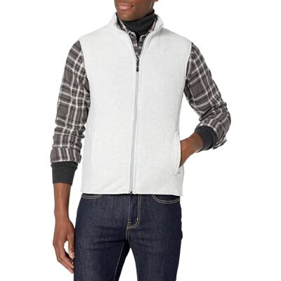 Amazon Herren Polarfleece-Weste mit durchgehendem Reißverschluss (erhältlich in Big & Tall), Hellgrau Meliert, L Amazon Herren Polarfleece-Weste mit durchgehendem Reißverschluss (erhältlich in Big & Tall), Hellgrau Meliert, L