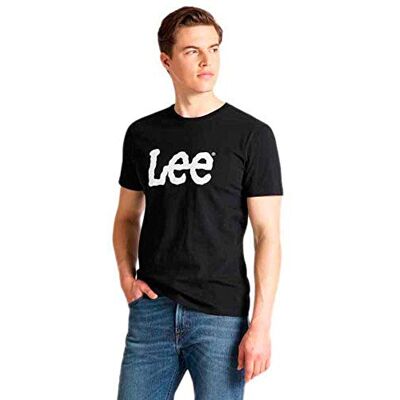Lee Herren Wobbly Logo Tee T Shirt, Schwarz (Black 01), L EU Lee Herren Wobbly Logo Tee T Shirt, Schwarz (Black 01), L EU