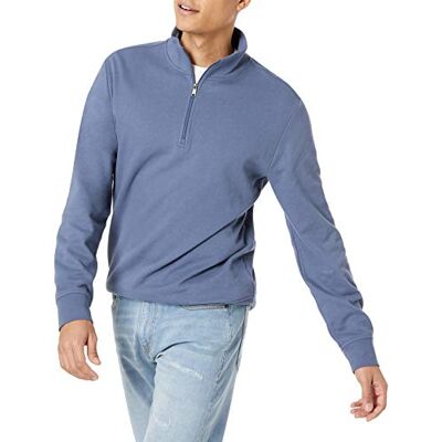 Amazon Leichtes Herren-Sweatshirt aus French Terry, Viertelreißverschluss, Stehkragen, Indigo, Größe XS Amazon Leichtes Herren-Sweatshirt aus French Terry, Viertelreißverschluss, Stehkragen, Indigo, Größe XS