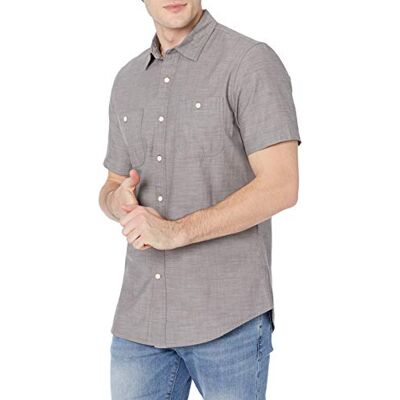 Amazon Herren Kurzarm Chambray Hemd, Dunkelgrau, Größe M Amazon Herren Kurzarm Chambray Hemd, Dunkelgrau, Größe M
