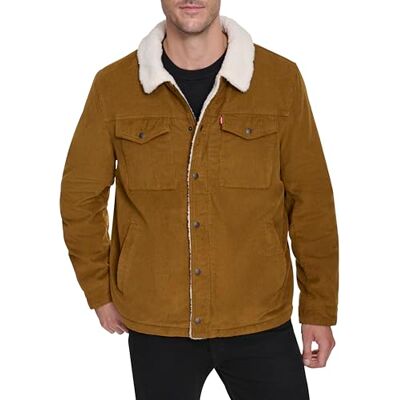 Levi's Herren Cord Sherpa Trucker Jacke, Braun, 3X Levi's Herren Cord Sherpa Trucker Jacke, Braun, 3X