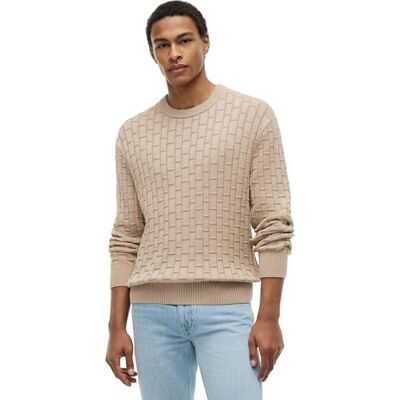 Tommy Hilfiger Herren Pullover Mock Cable mit Rundhalsausschnitt, Beige (Batique Khaki), XXL Tommy Hilfiger Herren Pullover Mock Cable mit Rundhalsausschnitt, Beige (Batique Khaki), XXL