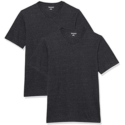 Amazon Herren T-Shirt Slim Fit Kurzarm V-Ausschnitt 2er Pack Dark Grey Heather, X-Small Amazon Herren T-Shirt Slim Fit Kurzarm V-Ausschnitt 2er Pack Dark Grey Heather, X-Small