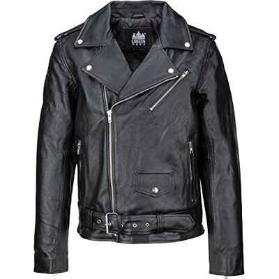 URBAN 5884 Herren Lederjacke Perfecto, Weiches und Strapazierfähiges echtes Rindsleder, Biker Style Herrenjacke, Schwarz, M URBAN 5884 Herren Lederjacke Perfecto, Weiches und Strapazierfähiges echtes Rindsleder, Biker Style Herrenjacke, Schwarz, M