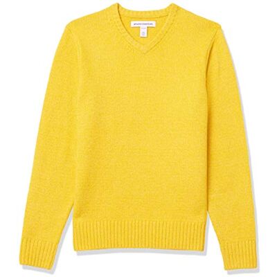 Amazon Herren Soft-Touch-Pullover mit Langen Ärmeln und V-Ausschnitt, Gelb, S Amazon Herren Soft-Touch-Pullover mit Langen Ärmeln und V-Ausschnitt, Gelb, S