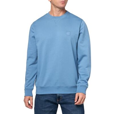 Boss Herren-Sweatshirt mit Patch-Logo, French Terry, Baumwolle, Quartz Blue Fade, Medium Boss Herren-Sweatshirt mit Patch-Logo, French Terry, Baumwolle, Quartz Blue Fade, Medium