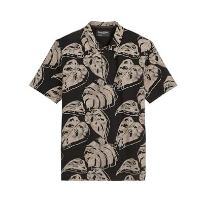 Marc O' Polo Herren Kurzarm-Poloshirt aus Bio-Baumwolle mit Allover-Print, Mehrfarbig (Multi/Black), L Marc O' Polo Herren Kurzarm-Poloshirt aus Bio-Baumwolle mit Allover-Print, Mehrfarbig (Multi/Black), L