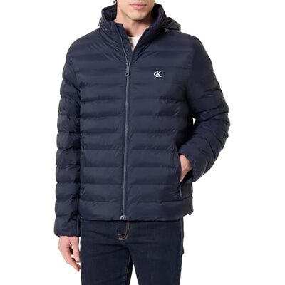 Calvin Herren Steppjacke Nylon Puffer mit abnehmbarer Kapuze, Blau (Dark Sapphire), M Calvin Herren Steppjacke Nylon Puffer mit abnehmbarer Kapuze, Blau (Dark Sapphire), M