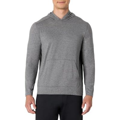 Amazon Herren Sportliches, weiches, leichtes Funktions-Kapuzen-Sweatshirt fürs Fitnessstudio, Grau Space-dye, M Amazon Herren Sportliches, weiches, leichtes Funktions-Kapuzen-Sweatshirt fürs Fitnessstudio, Grau Space-dye, M