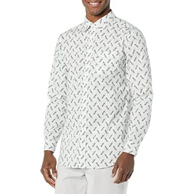 Amazon Herren Langärmeliges Hemd Aus Stretch-Popeline Mit Schlanker Passform, Hellblau Vogelaufdruck, M Amazon Herren Langärmeliges Hemd Aus Stretch-Popeline Mit Schlanker Passform, Hellblau Vogelaufdruck, M