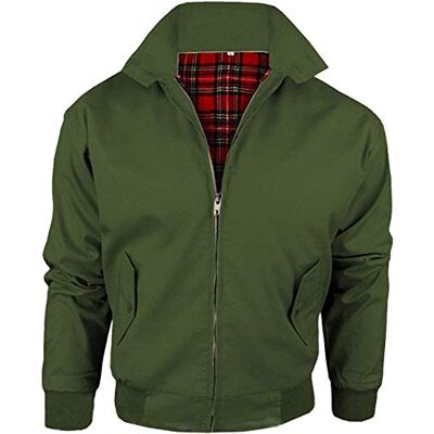 Army And Workwear Harrington-Jacke mit kariertem Futter, gefertigt in Großbritannien, Herren, mit Reißverschluss, klassische Bomberjacke Army And Workwear Harrington-Jacke mit kariertem Futter, gefertigt in Großbritannien, Herren, mit Reißverschluss, klassische Bomberjacke