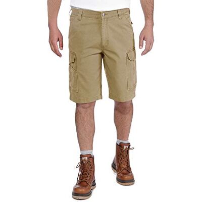Carhartt Herren Rugged Flex® Relaxed Fit Cargo-Arbeitsshorts aus Canvas, Dunkles Khaki, W34 Carhartt Herren Rugged Flex® Relaxed Fit Cargo-Arbeitsshorts aus Canvas, Dunkles Khaki, W34