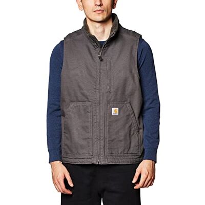 Carhartt Herren Weste mit Sherpa-Futter und Stehkragen mit Lockerer Passform Arbeits-Utility-Oberbekleidung, Kies, M Carhartt Herren Weste mit Sherpa-Futter und Stehkragen mit Lockerer Passform Arbeits-Utility-Oberbekleidung, Kies, M