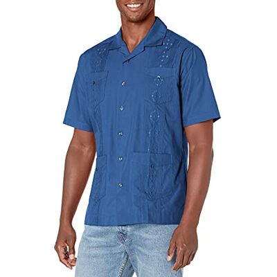 Cubavera Herren Guayabera Herrenhemd, Bestickt, Kurzärmelig, Button-down, Bequeme Passform (Größe S-5x Big & Tall) Hemd, Delft, XXL Cubavera Herren Guayabera Herrenhemd, Bestickt, Kurzärmelig, Button-down, Bequeme Passform (Größe S-5x Big & Tall) Hemd, Delft, XXL