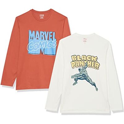 Amazon Disney Marvel Star Wars Herren Langärmelige T-Shirts, 2er-Pack, Marvel Comic Logo/Marvel Black Panther, S Amazon Disney Marvel Star Wars Herren Langärmelige T-Shirts, 2er-Pack, Marvel Comic Logo/Marvel Black Panther, S
