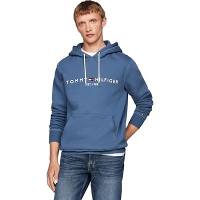 Tommy Hilfiger Herren Hoodie Tommy Logo mit Kapuze, Blau (Aegean Sea), XS Tommy Hilfiger Herren Hoodie Tommy Logo mit Kapuze, Blau (Aegean Sea), XS