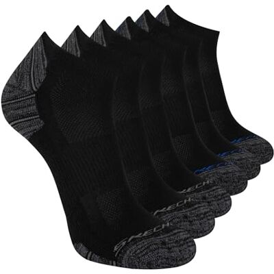 Skechers Herren 6er-Pack Niedrig Geschnittene Socken Laufshorts, Black, 10-13 Skechers Herren 6er-Pack Niedrig Geschnittene Socken Laufshorts, Black, 10-13