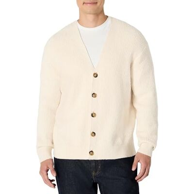 Amazon Herren Relaxed-Fit-Strickjacke aus Baumwollmischung, Haferbeige Meliert, L Amazon Herren Relaxed-Fit-Strickjacke aus Baumwollmischung, Haferbeige Meliert, L