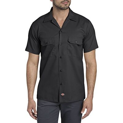 Dickies Herren Arbeitshemd Flex Kurzarm Slim Fit-P Hemd mit Button-Down-Kragen, Schwarz V1, Klein Dickies Herren Arbeitshemd Flex Kurzarm Slim Fit-P Hemd mit Button-Down-Kragen, Schwarz V1, Klein