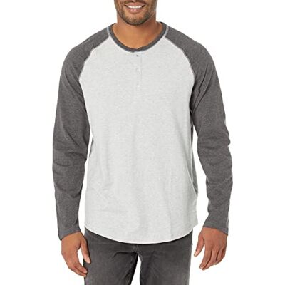 Amazon Herren Langärmeliges Henley-Shirt, Grau (Light Heather Grey/Charcoal Heather), M Amazon Herren Langärmeliges Henley-Shirt, Grau (Light Heather Grey/Charcoal Heather), M
