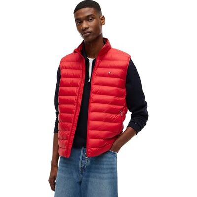 Tommy Hilfiger Herren Weste Packable Recycled Vest Stehkragen, Rot (Medium Red), L Tommy Hilfiger Herren Weste Packable Recycled Vest Stehkragen, Rot (Medium Red), L