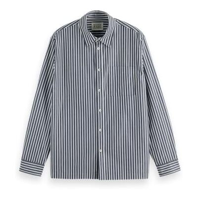 Scotch & Soda Herren Poplin Shirt, Sky Captain Stripes, XL Scotch & Soda Herren Poplin Shirt, Sky Captain Stripes, XL