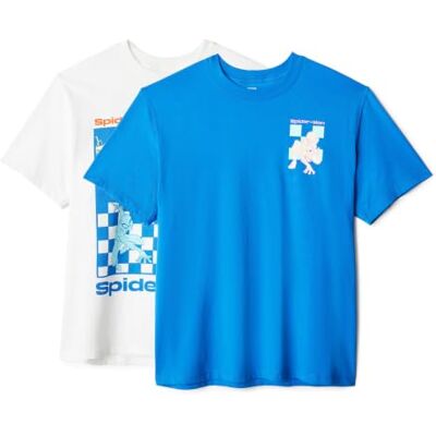 Amazon Disney Herren Kurzärmeliges T-Shirt mit Rundhalsausschnitt aus Baumwolle – Regular Fit, 2er-Pack, Spider-man, Blau, Elfenbein, XXL Amazon Disney Herren Kurzärmeliges T-Shirt mit Rundhalsausschnitt aus Baumwolle – Regular Fit, 2er-Pack, Spider-man, Blau, Elfenbein, XXL