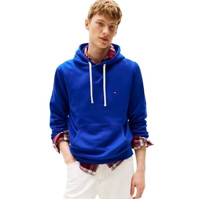 Tommy Hilfiger Herren Mittelschweres Kapuzen-Sweatshirt aus Solidem Fleece, Auch Erhältlich in Big & Tall Kapuzenpullover, Keilabsatz, Blau, Medium Tommy Hilfiger Herren Mittelschweres Kapuzen-Sweatshirt aus Solidem Fleece, Auch Erhältlich in Big & Tall Kapuzenpullover, Keilabsatz, Blau, Medium