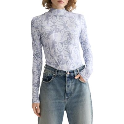 Scotch & Soda Langärmeliges T-Shirt mit Stehkragen und durchgehendem Druck, Dancer Lavender U505, L Scotch & Soda Langärmeliges T-Shirt mit Stehkragen und durchgehendem Druck, Dancer Lavender U505, L