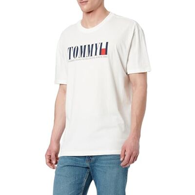 Tommy Jeans Herren TJM Reg DNA Flag Tee EXT Dm0dm21941 S/S T-Shirt, White (Ecru), XS EU Tommy Jeans Herren TJM Reg DNA Flag Tee EXT Dm0dm21941 S/S T-Shirt, White (Ecru), XS EU