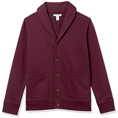 Amazon Herren Strickjacke aus Fleece mit Langen Ärmeln und Schalkragen, Burgunderrot, L Amazon Herren Strickjacke aus Fleece mit Langen Ärmeln und Schalkragen, Burgunderrot, L