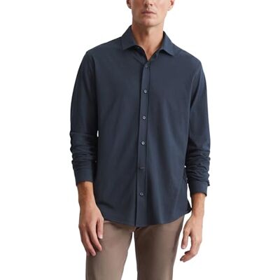 Marc O' Polo Herren Jerseyhemd aus Bio-Baumwolle Langarm, Blau (Dark Navy), M Marc O' Polo Herren Jerseyhemd aus Bio-Baumwolle Langarm, Blau (Dark Navy), M