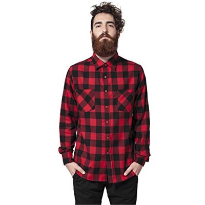 Urban Classics TB297 Checked Regular Fit Herren Freizeit Hemd,Mehrfarbig (Blk/Red), S Urban Classics TB297 Checked Regular Fit Herren Freizeit Hemd,Mehrfarbig (Blk/Red), S