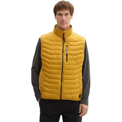 TOM TAILOR Herren Hybrid Steppweste mit Stehkragen,35660 harvest yellow, L TOM TAILOR Herren Hybrid Steppweste mit Stehkragen,35660 harvest yellow, L