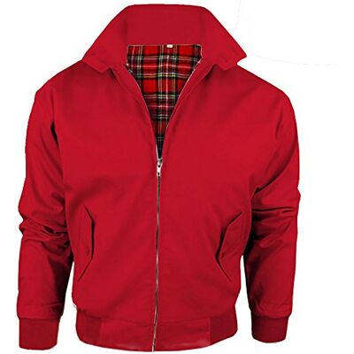 Army And Workwear Harrington-Jacke mit kariertem Futter, gefertigt in Großbritannien, Herren, mit Reißverschluss, klassische Bomberjacke Army And Workwear Harrington-Jacke mit kariertem Futter, gefertigt in Großbritannien, Herren, mit Reißverschluss, klassische Bomberjacke